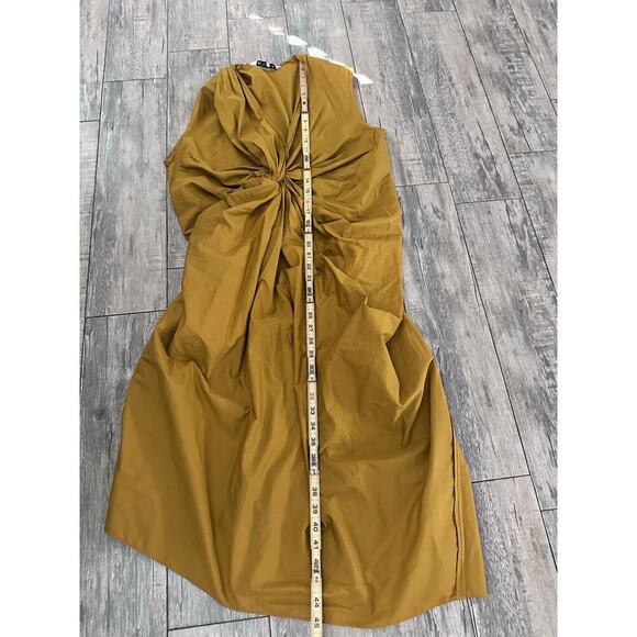 NWT Zara Women's Mustard Yellow 100% Cotton Poplin Midi Dress Size Small - Picture 6 of 7